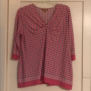 pink patterned ellen tracy shirt